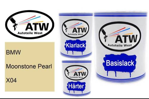 BMW, Moonstone Pearl, X04: 1L Lackdose + 1L Klarlack + 500ml Härter - Set, von ATW Autoteile West.